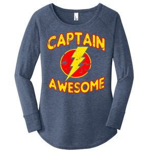 Captain Awesome Comic Logo Women's Perfect Tri Tunic Long Sleeve Shirt