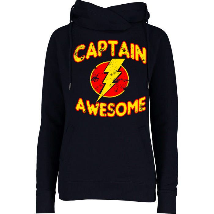 Captain Awesome Comic Logo Womens Funnel Neck Pullover Hood