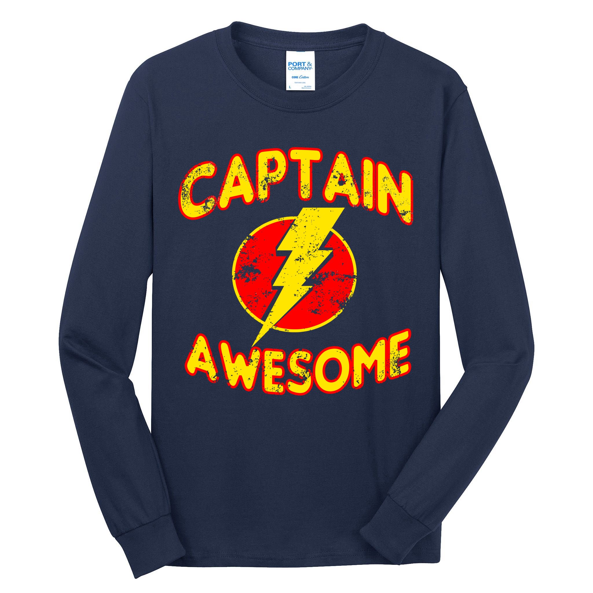 Captain Awesome Comic Logo Tall Long Sleeve T-Shirt