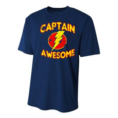 Captain Awesome Comic Logo Youth Performance Sprint T-Shirt