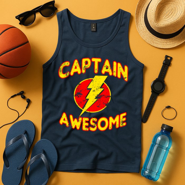 Captain Awesome Comic Logo Tank Top