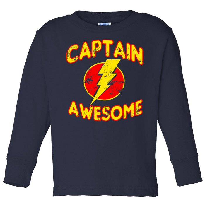 Captain Awesome Comic Logo Toddler Long Sleeve Shirt