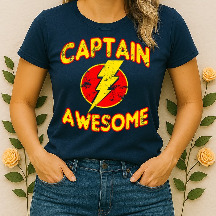 Captain Awesome Comic Logo Womens T-Shirt