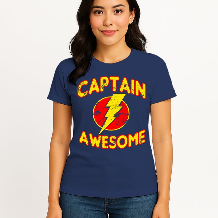 Captain Awesome Comic Logo Womens T-Shirt