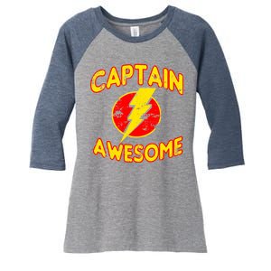 Captain Awesome Comic Logo Women's Tri-Blend 3/4-Sleeve Raglan Shirt