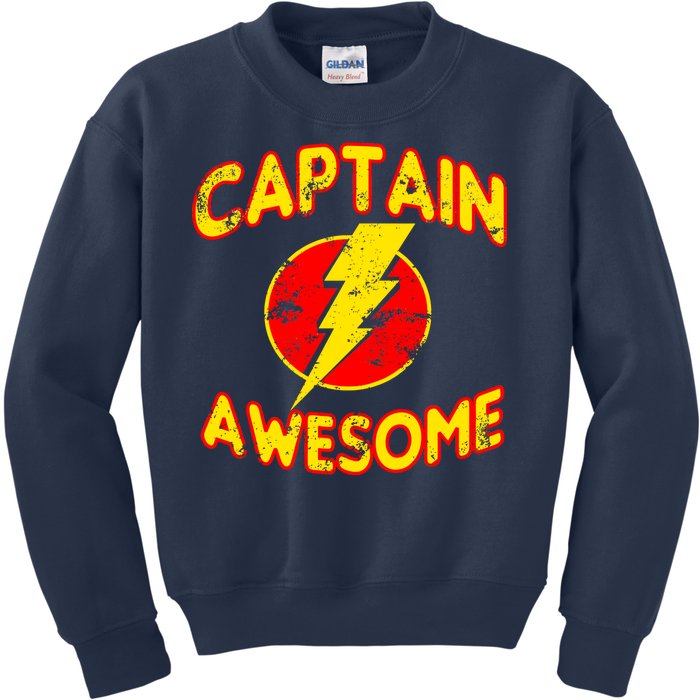 Captain Awesome Comic Logo Kids Sweatshirt