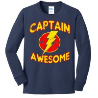 Captain Awesome Comic Logo Kids Long Sleeve Shirt