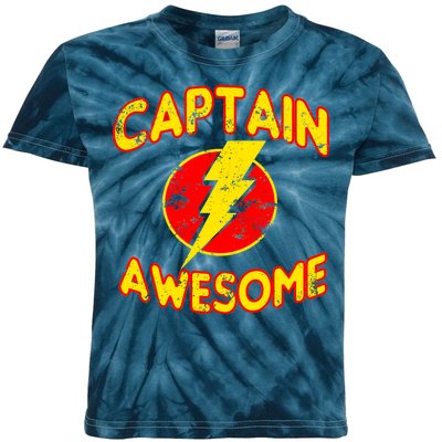 Captain Awesome Comic Logo Kids Tie-Dye T-Shirt