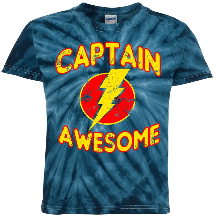 Captain Awesome Comic Logo Kids Tie-Dye T-Shirt