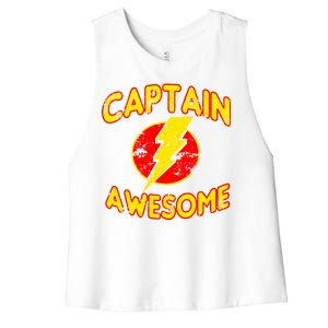 Captain Awesome Comic Logo Women's Racerback Cropped Tank