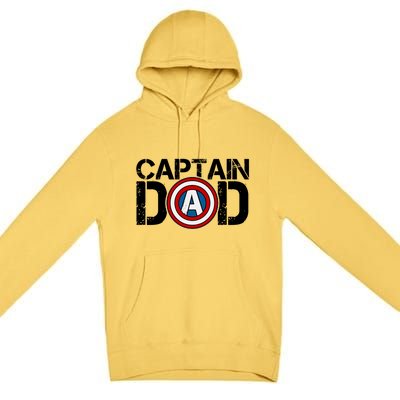 Captain Dad Super Hero Father's Day Premium Pullover Hoodie