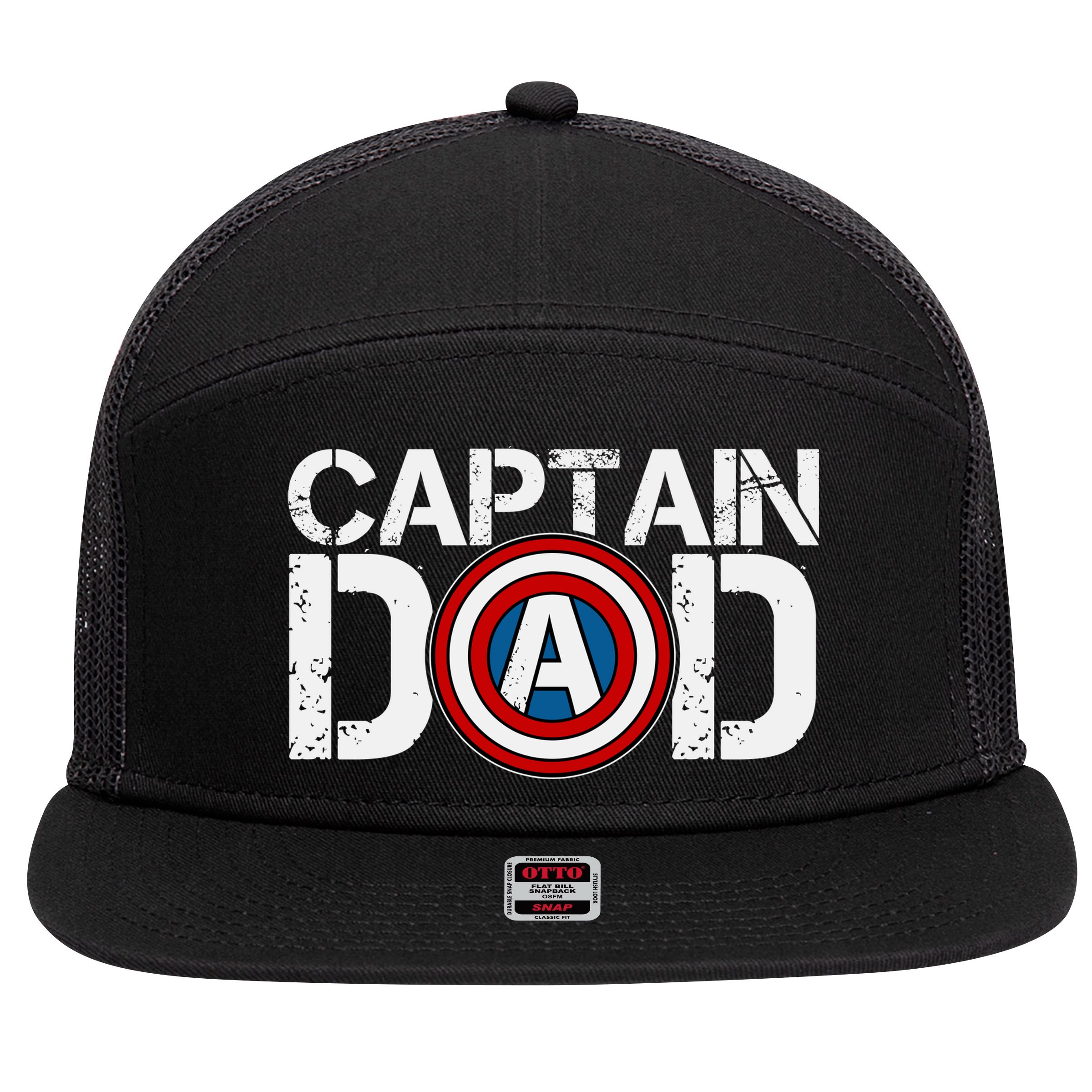 Captain Dad Super Hero Father's Day 7 Panel Mesh Trucker Snapback Hat