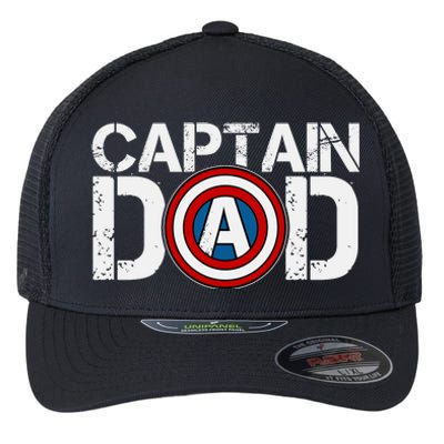 Captain Dad Super Hero Father's Day Flexfit Unipanel Trucker Cap