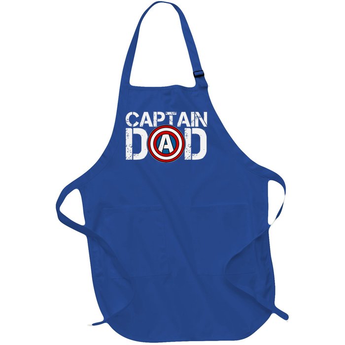 Captain Dad Super Hero Father's Day Full-Length Apron With Pockets