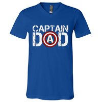 Captain Dad Super Hero Father's Day V-Neck T-Shirt