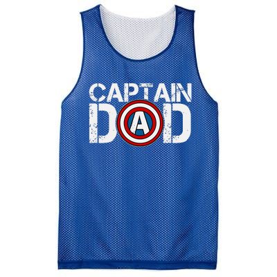 Captain Dad Super Hero Father's Day Mesh Reversible Basketball Jersey Tank