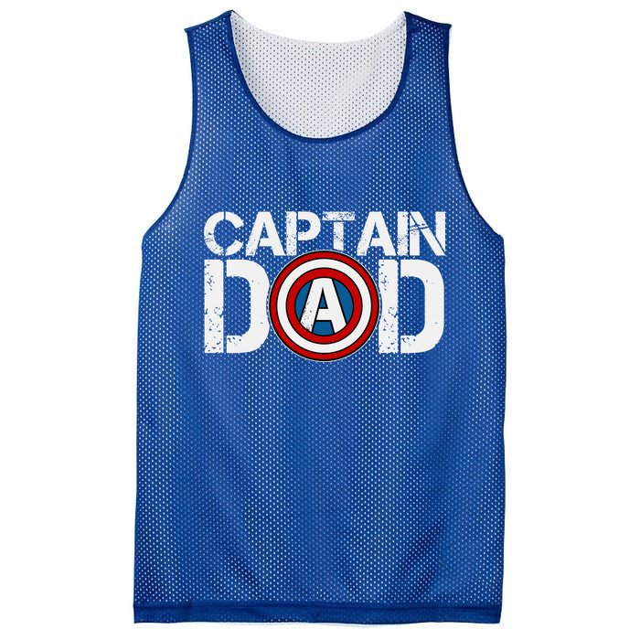 Captain Dad Super Hero Father's Day Mesh Reversible Basketball Jersey Tank