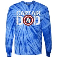 Captain Dad Super Hero Father's Day Tie-Dye Long Sleeve Shirt