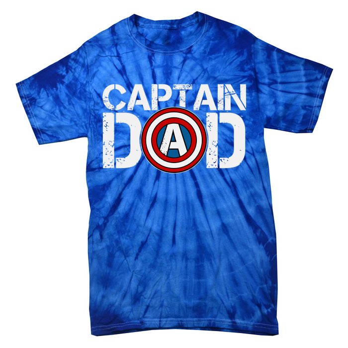 Captain Dad Super Hero Father's Day Tie-Dye T-Shirt