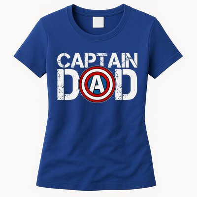 Captain Dad Super Hero Father's Day Womens T-Shirt