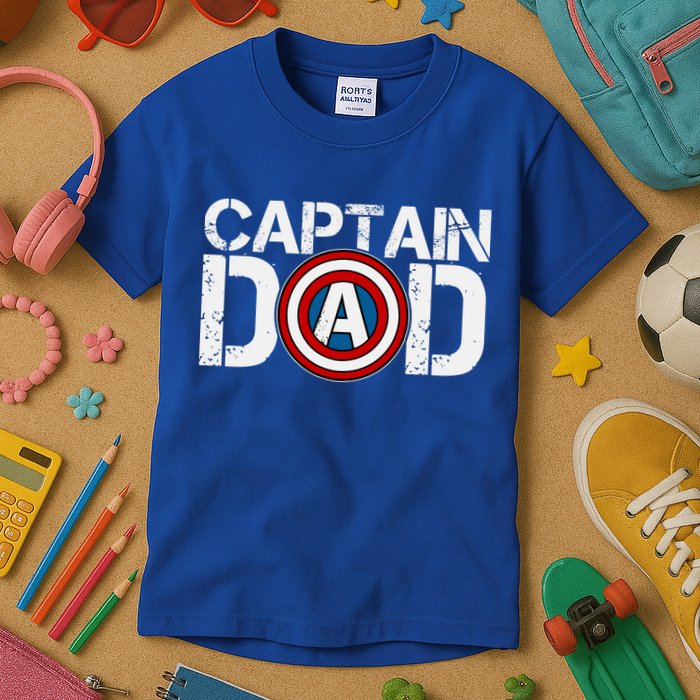 Captain Dad Super Hero Father's Day Kids T-Shirt