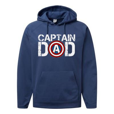 Captain Dad Super Hero Father's Day Performance Fleece Hoodie