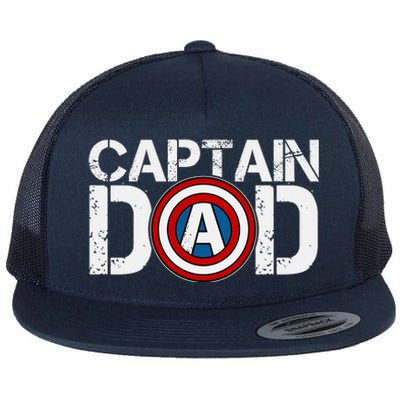 Captain Dad Super Hero Father's Day Flat Bill Trucker Hat