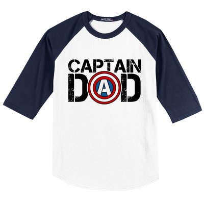 Captain Dad Super Hero Father's Day Baseball Sleeve Shirt