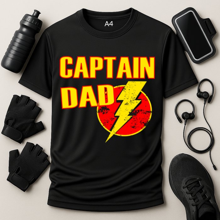 Captain Dad: Superhero Cooling Performance Crew T-Shirt