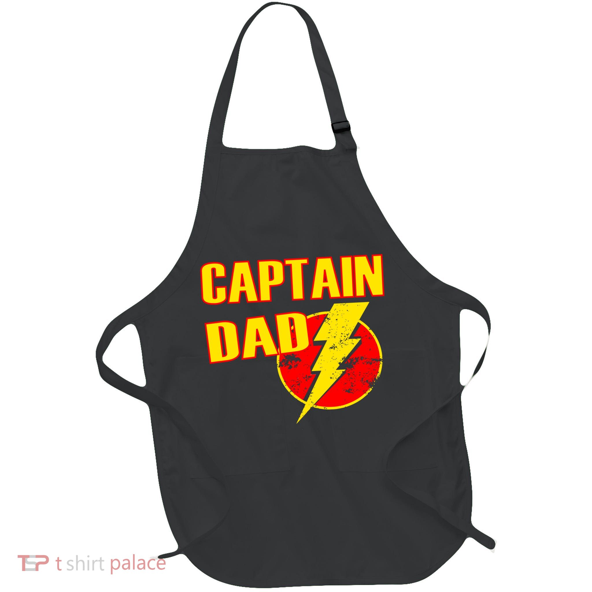 Captain Dad: Superhero Full-Length Apron With Pockets