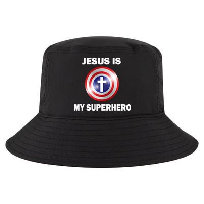 Captain Jesus Is My Superhero Cross Logo Cool Comfort Performance Bucket Hat