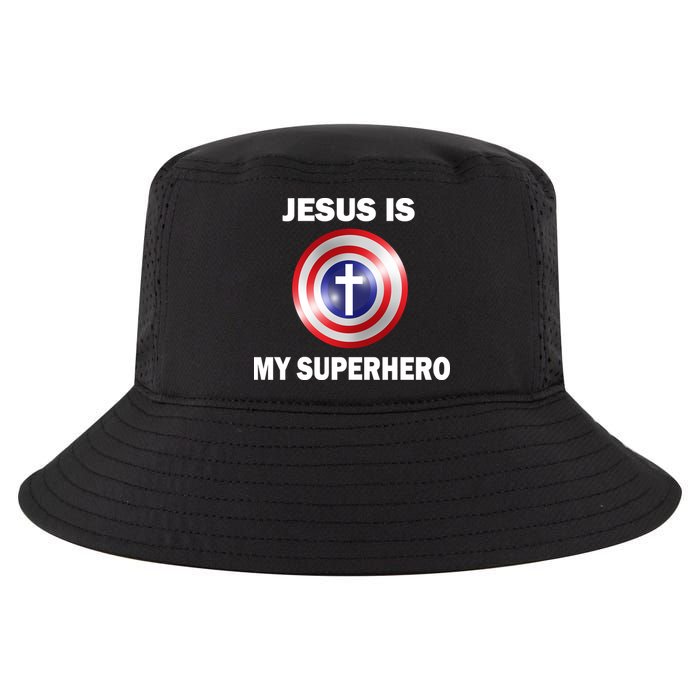 Captain Jesus Is My Superhero Cross Logo Cool Comfort Performance Bucket Hat