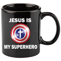 Captain Jesus Is My Superhero Cross Logo 11oz C Handle Ceramic Mug