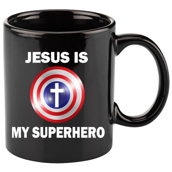 Captain Jesus Is My Superhero Cross Logo 11oz C Handle Ceramic Mug