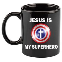 Captain Jesus Is My Superhero Cross Logo 11oz C Handle Ceramic Mug