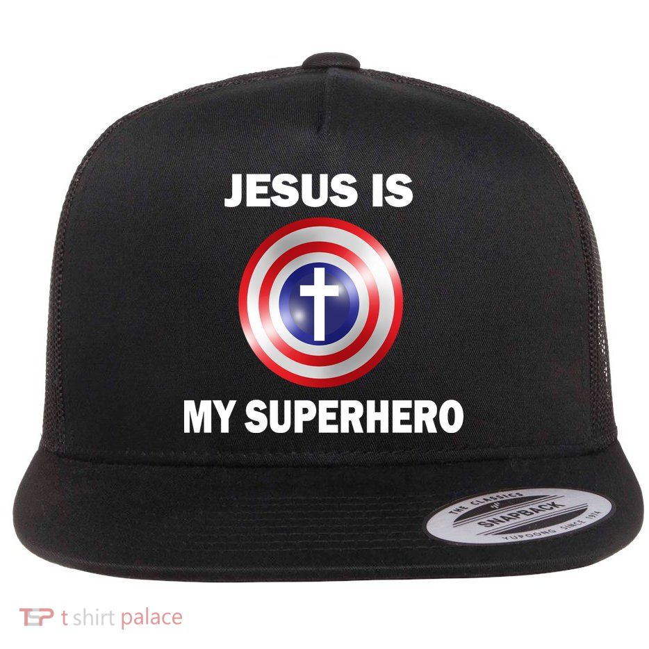 Captain Jesus Is My Superhero Cross Logo Flatbill Hat