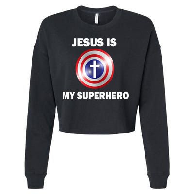 Captain Jesus Is My Superhero Cross Logo Cropped Pullover Crew