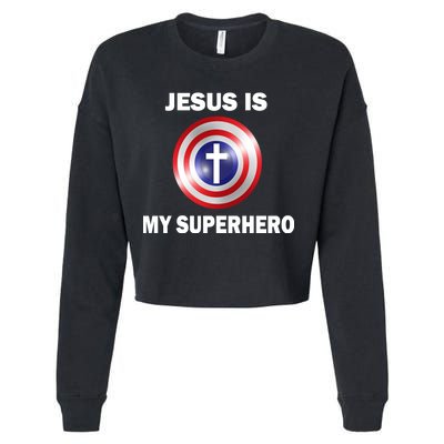 Captain Jesus Is My Superhero Cross Logo Cropped Pullover Crew