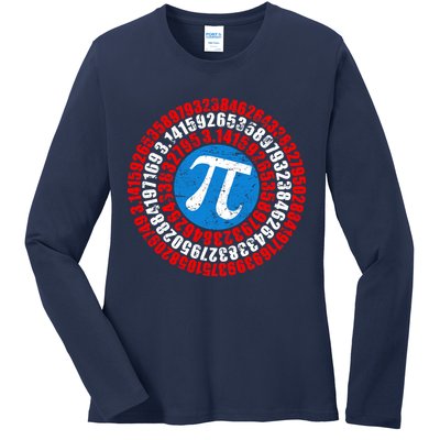 Captain Pi 3.14 Superhero Shield Ladies Long Sleeve Shirt