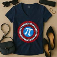 Captain Pi 3.14 Superhero Shield Women's V-Neck T-Shirt
