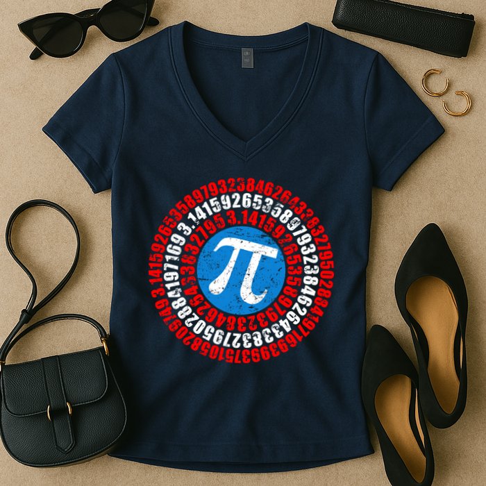 Captain Pi 3.14 Superhero Shield Women's V-Neck T-Shirt