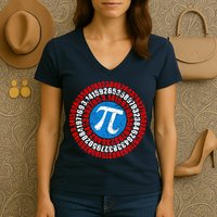 Captain Pi 3.14 Superhero Shield Women's V-Neck T-Shirt