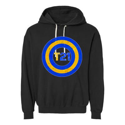 Captain T21 Shield - Down Syndrome Awareness Garment-Dyed Fleece Hoodie