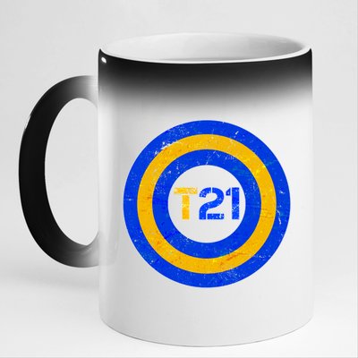 Captain T21 Shield - Down Syndrome Awareness 11oz Black Color Changing Mug