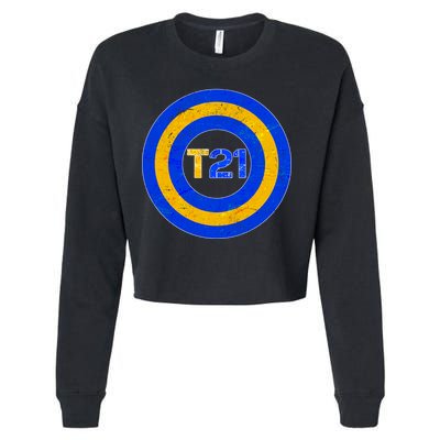 Captain T21 Shield - Down Syndrome Awareness Cropped Pullover Crew