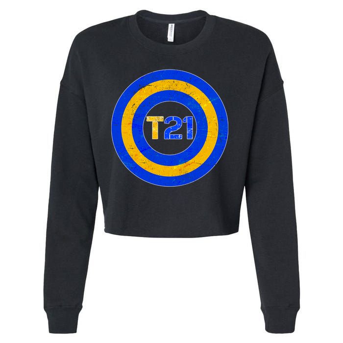 Captain T21 Shield - Down Syndrome Awareness Cropped Pullover Crew