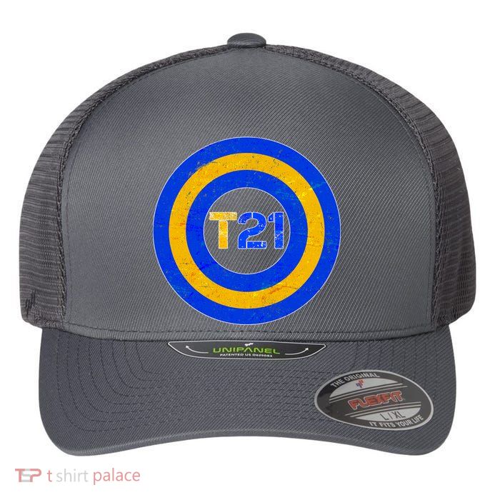 Captain T21 Shield - Down Syndrome Awareness Flexfit Unipanel Trucker Cap