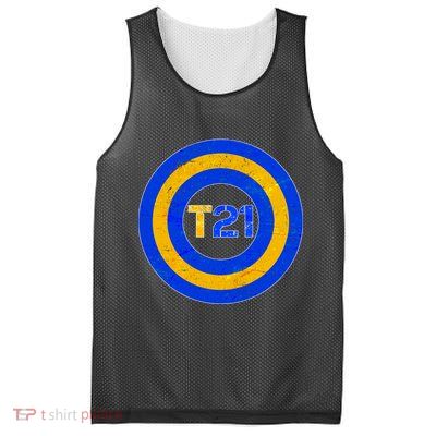 Captain T21 Shield - Down Syndrome Awareness Mesh Reversible Basketball Jersey Tank