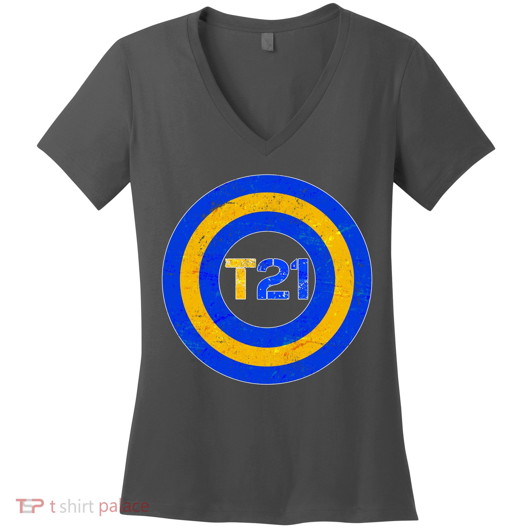 Captain T21 Shield - Down Syndrome Awareness Women's V-Neck T-Shirt