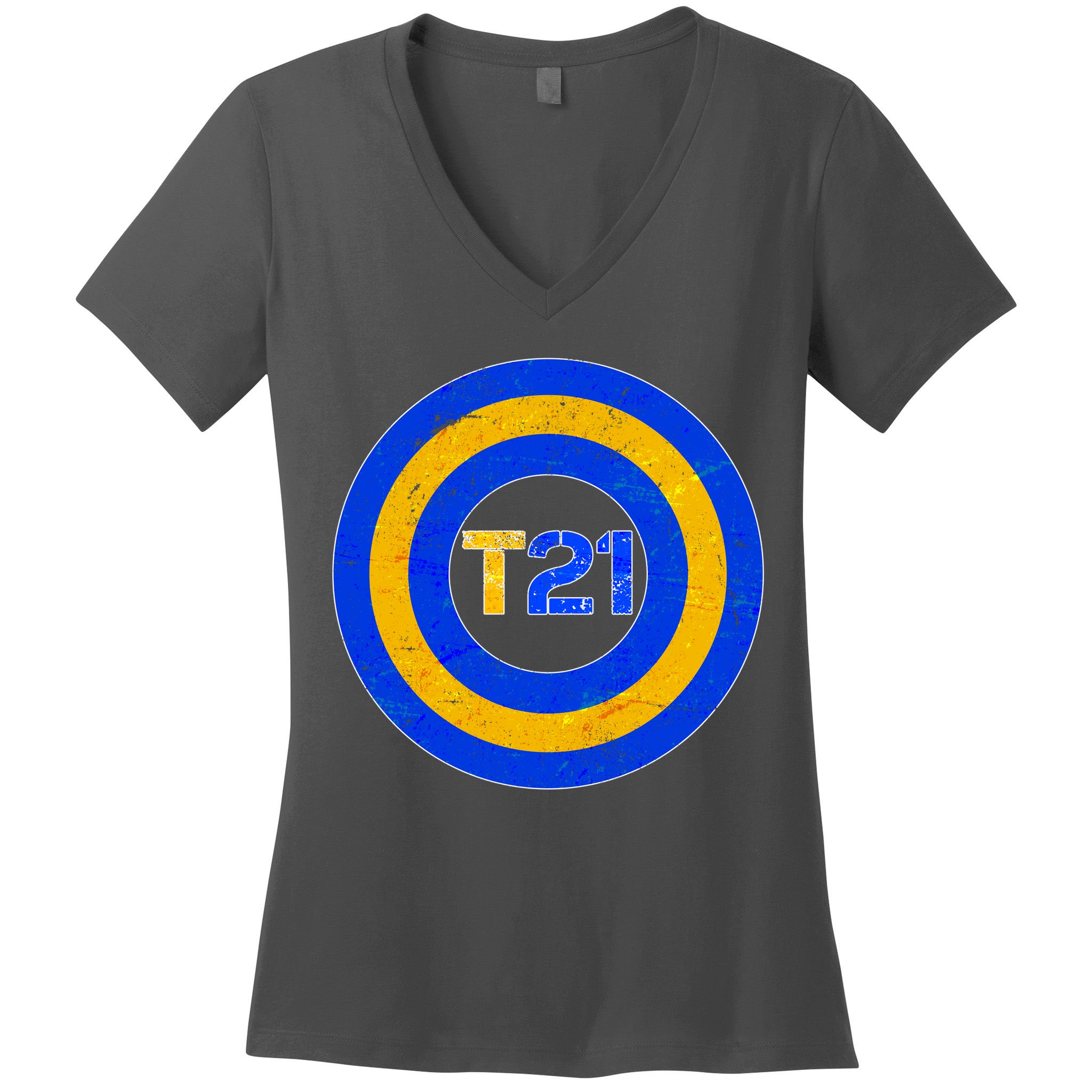 Captain T21 Shield - Down Syndrome Awareness Women's V-Neck T-Shirt